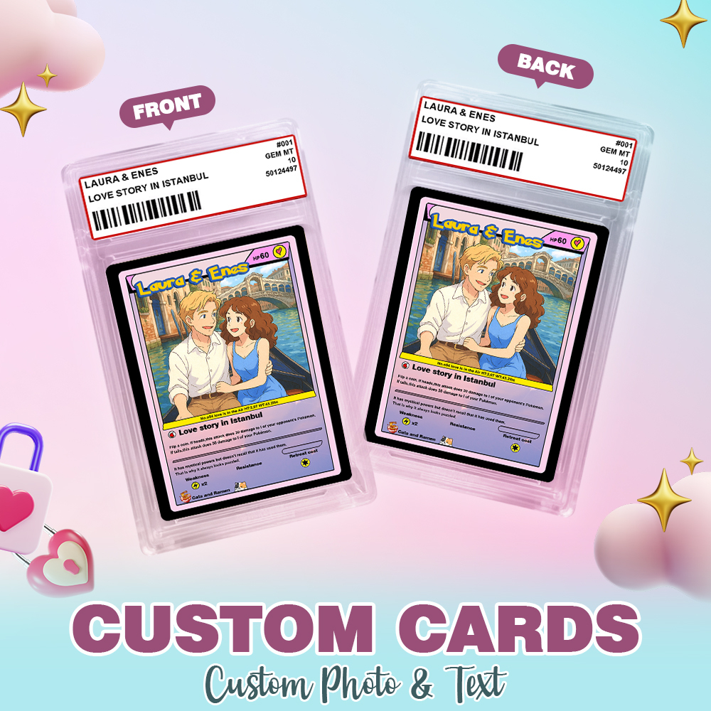 Custom Couple Card Personalized Love Gift for Anniversary, Valentine's Day or Birthday - PhotoMoonLamp