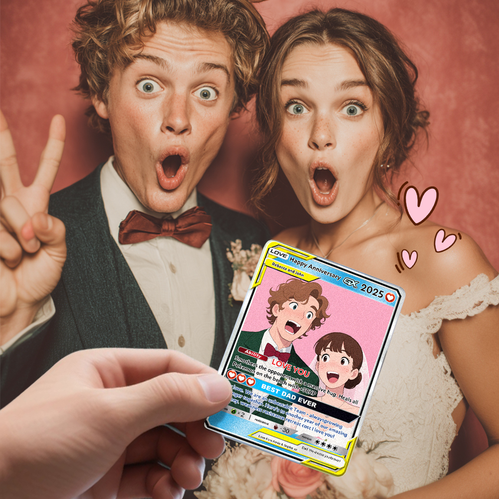 Personalized Poke Card Anime Acrylic Card for Couple Card Hologram Ornament Anniversary Gift - PhotoMoonLamp