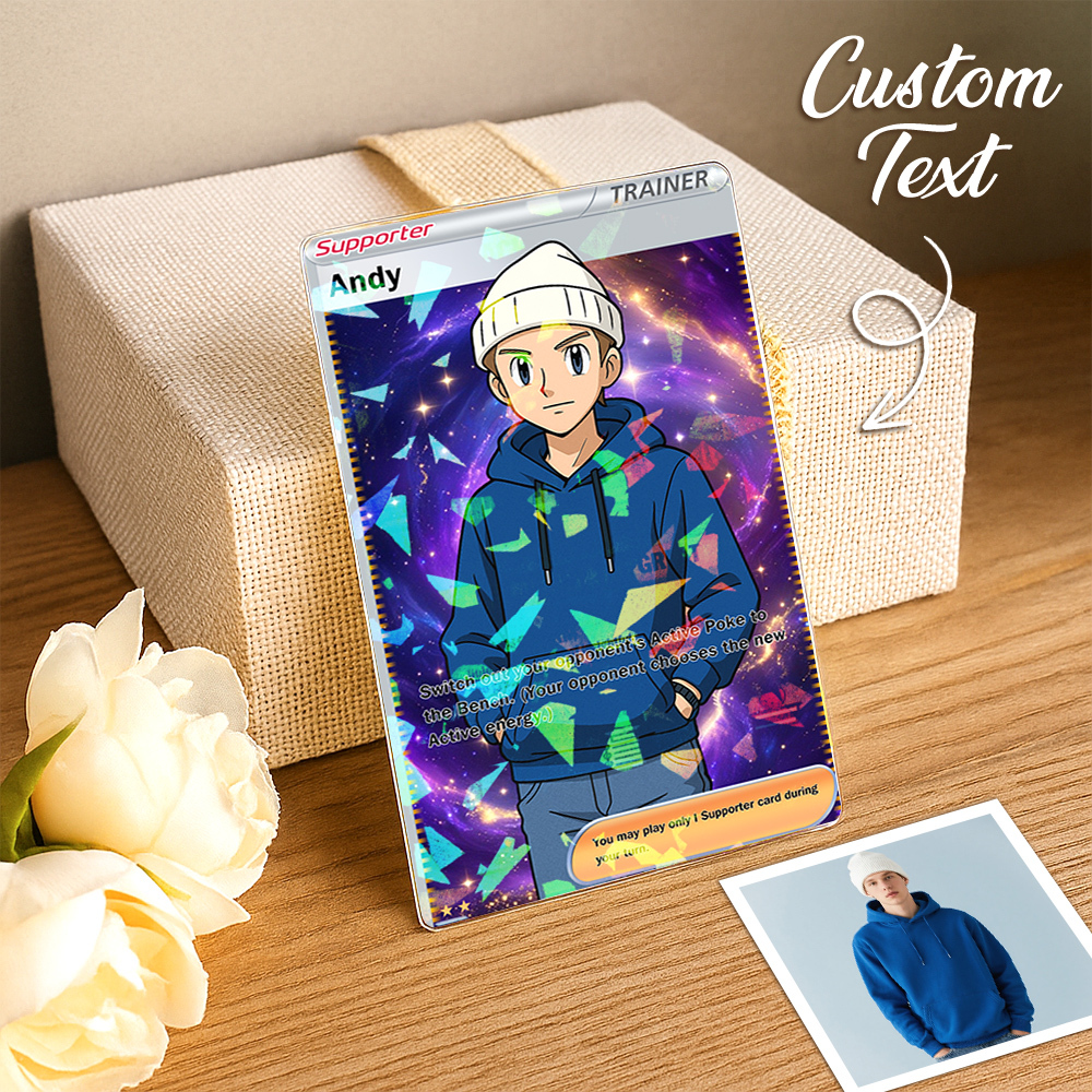 Custom Anime Trading Card | Personalized Collectible Card with Your Photo & Name | Unique Gift for Fans Couples - PhotoMoonLamp