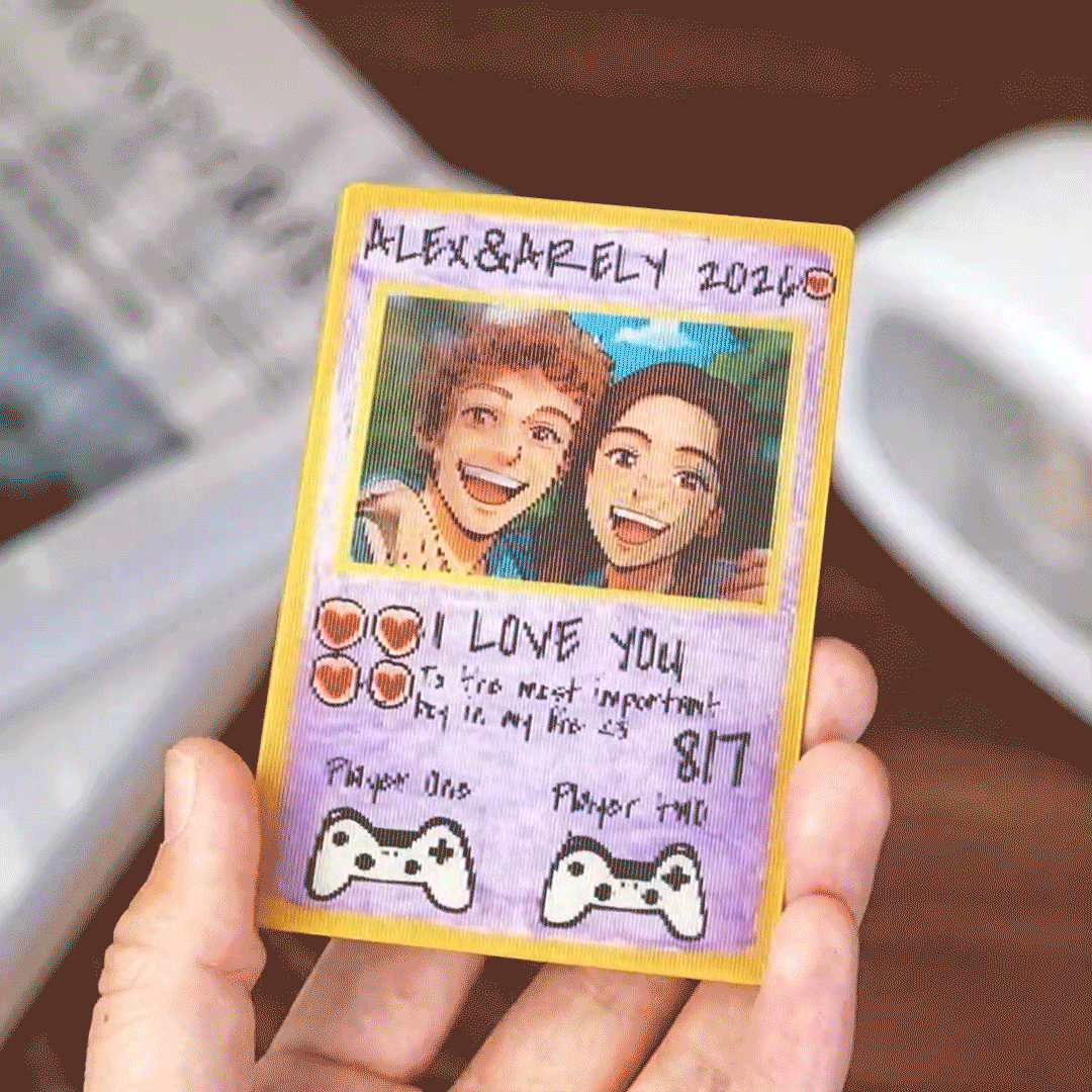 Personalized Valentine's Day Power Couple Lenticular Card Custom Anniversary Card Couple Photo Anime Style Valentine's Day Gift for Lover