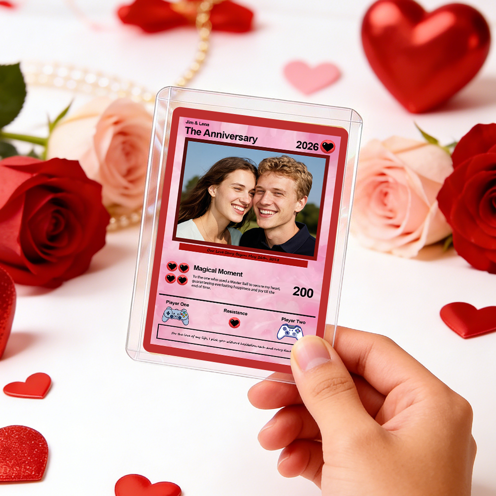 Personalized Valentine's Day Power Couple Lenticular Card Custom Anniversary Card Couple Photo Anime Style Valentine's Day Gift for Lover