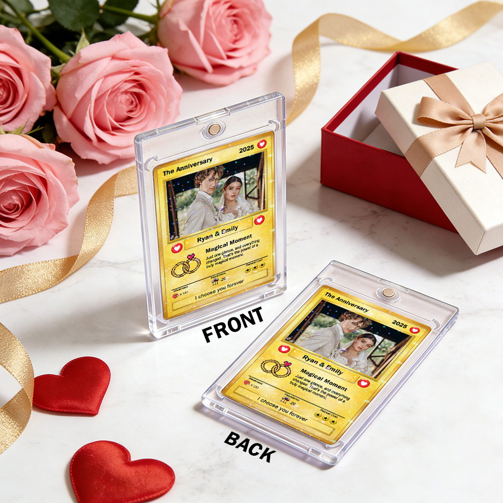 Custom Couple Card Romantic Anniversary Gift for Couple Trading Cards Keepsake Couple Photo Cute Style Card - PhotoMoonLamp