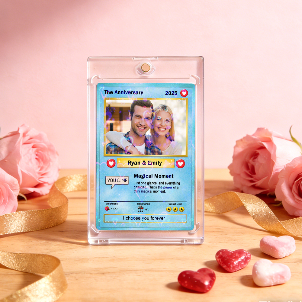 Custom Couple Card Romantic Anniversary Gift for Couple Trading Cards Keepsake Couple Photo Cute Style Card - PhotoMoonLamp