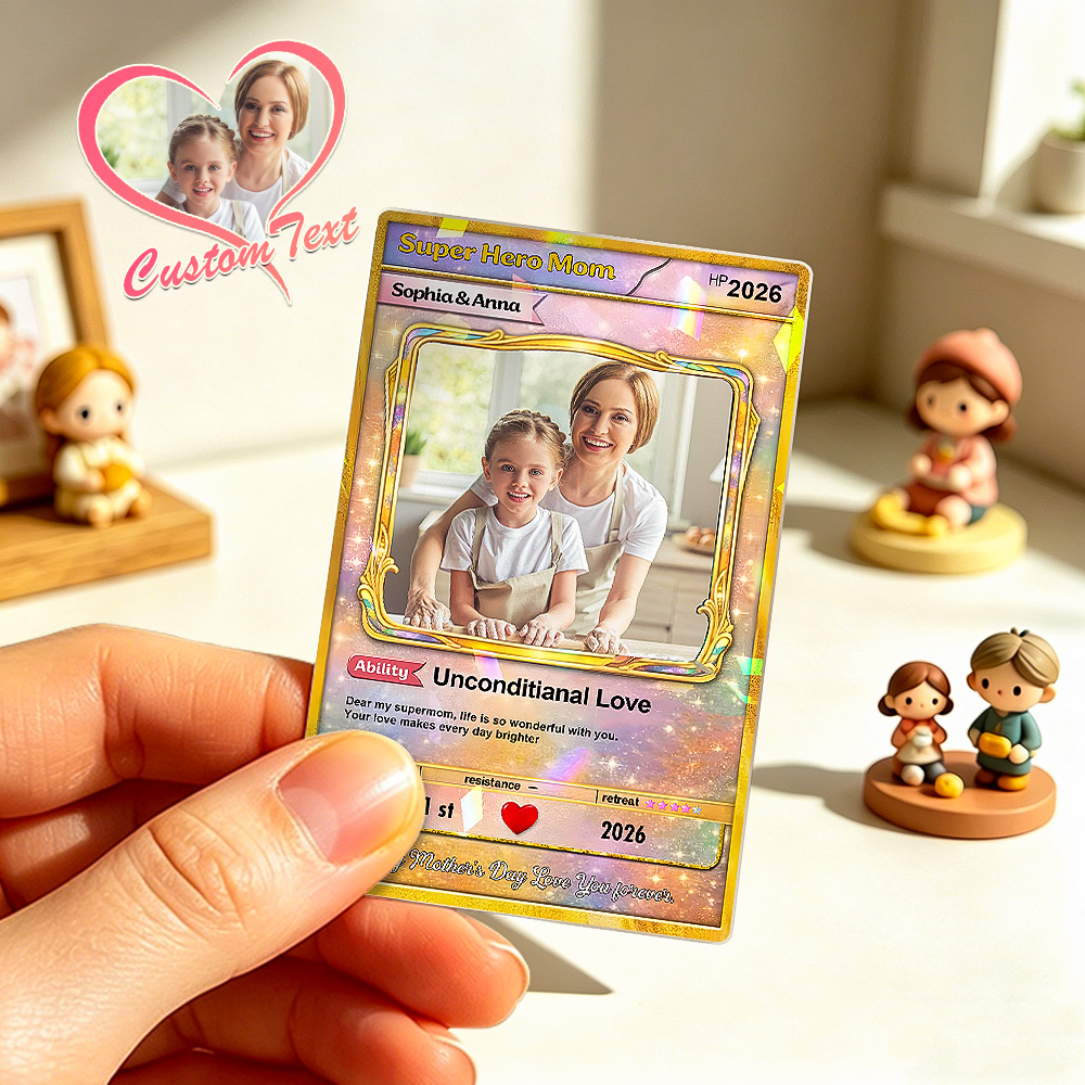 Personalized Mother's Day Card, Custom Birthday Photo Acrylic Art Card, Wedding & Anniversary Photo to Holo Card, Gift For Mom