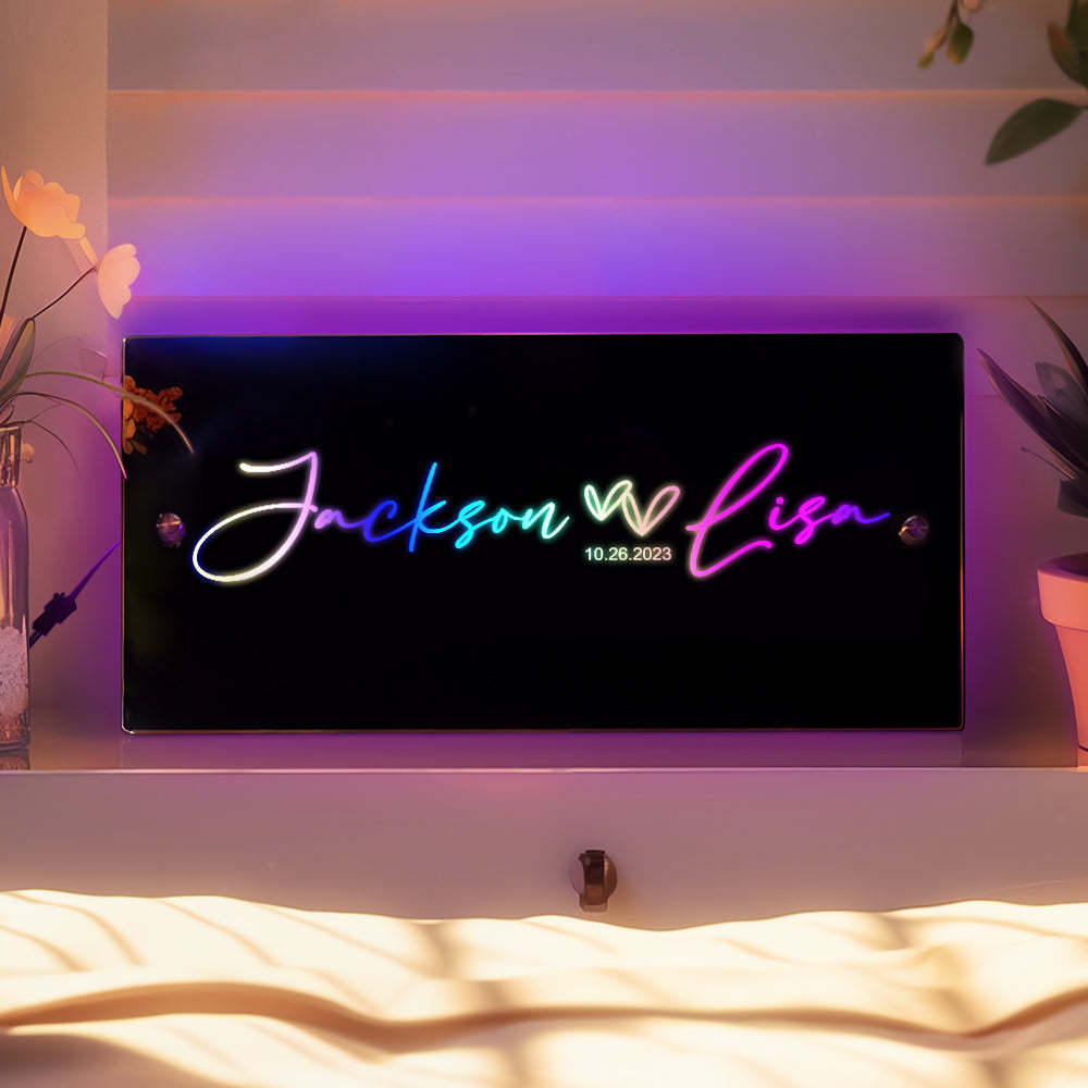 Personalized Couple Name Mirror Light Marquee Christmas Gift - photomoonlamp