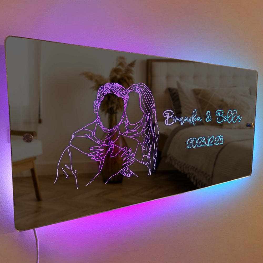 Custom Photo Mirror Name Mirror Personalize Light up Family Photo Mirror Neon Sign Bedroom Sign Home Decor - photomoonlamp