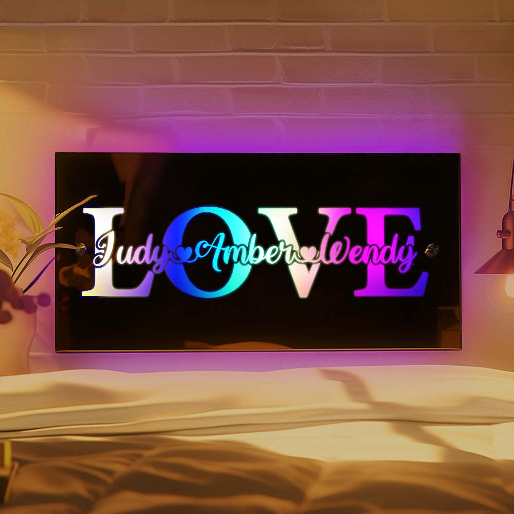 Custom Name Mirror Light Custom Light Love Gift for Couple - photomoonlamp