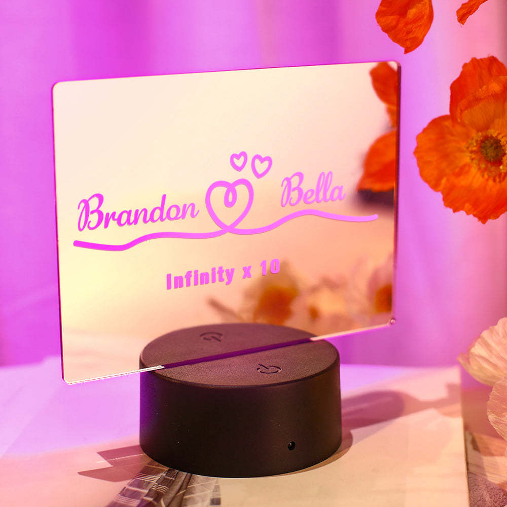 Personalized Name Mirror Colorful Lamp Anniversary Gift for Lover - photomoonlamp