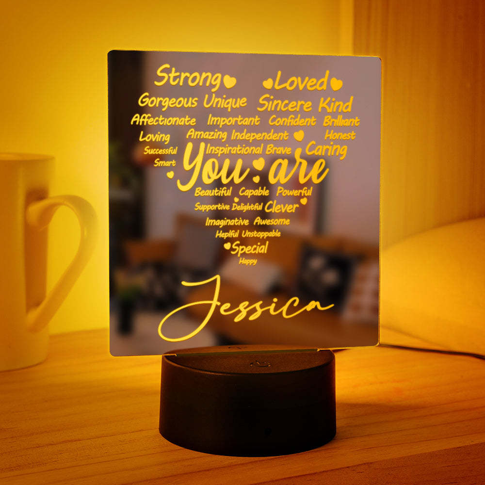 Personalized Engraved Mirror Light Heart Colorful Lamp Gift - photomoonlamp