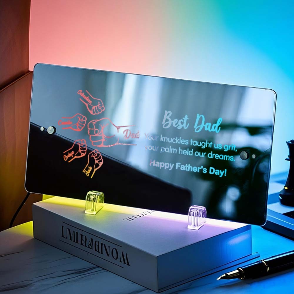 Best Dad Custom Fist Mirror Lamp Personalized Mirror Light Father's Day Gift