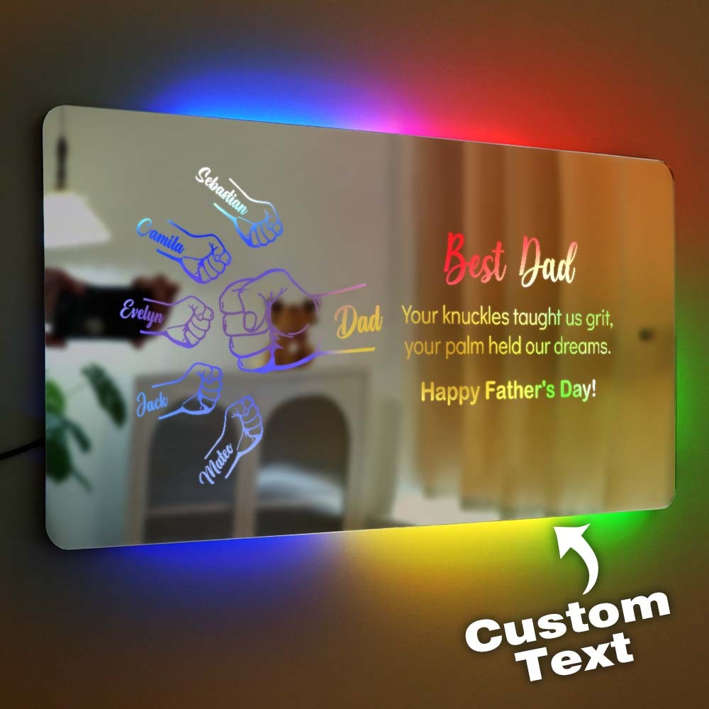 Best Dad Custom Fist Mirror Lamp Personalized Mirror Light Father's Day Gift