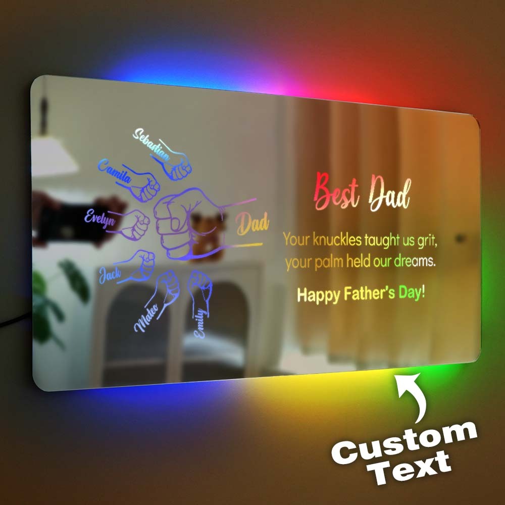 Best Dad Custom Fist Mirror Lamp Personalized Mirror Light Father's Day Gift
