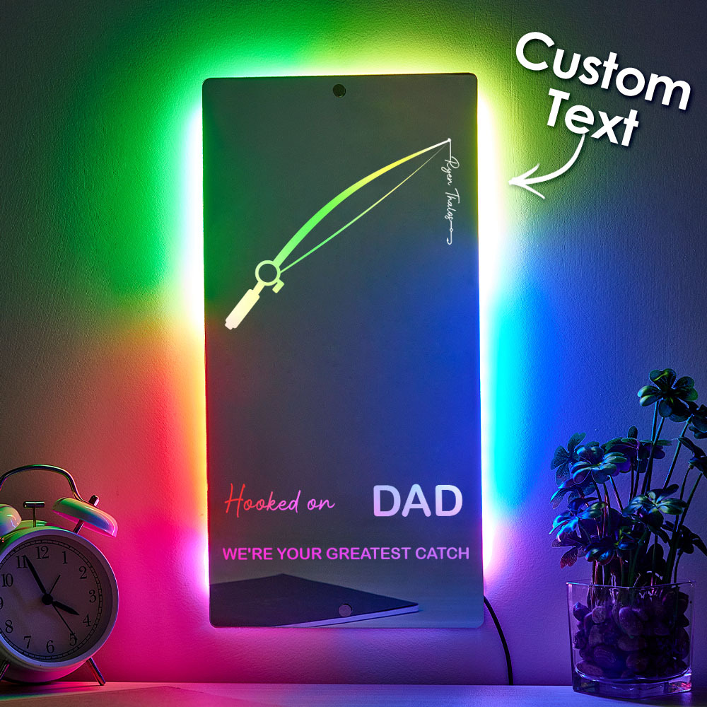 Father’s Day Sale Personalized Hooked on Daddy Mirror Light