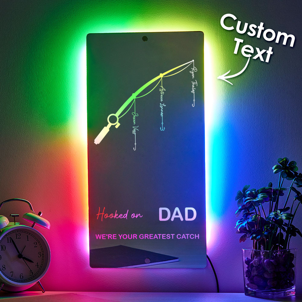 Father’s Day Sale Personalized Hooked on Daddy Mirror Light