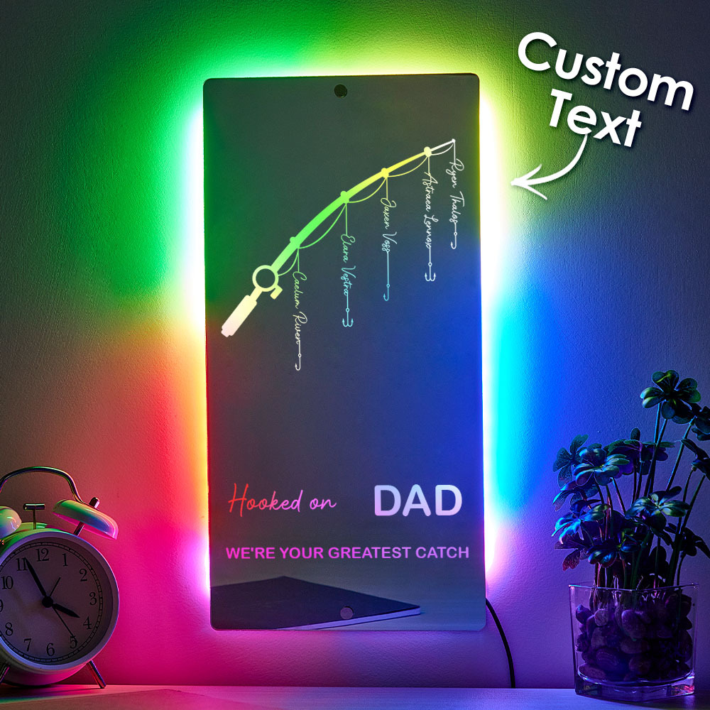 Father’s Day Sale Personalized Hooked on Daddy Mirror Light