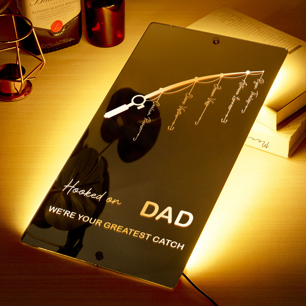 Father’s Day Sale Personalized Hooked on Daddy Mirror Light