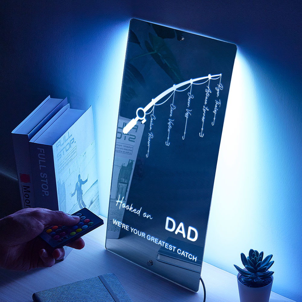 Father’s Day Sale Personalized Hooked on Daddy Mirror Light