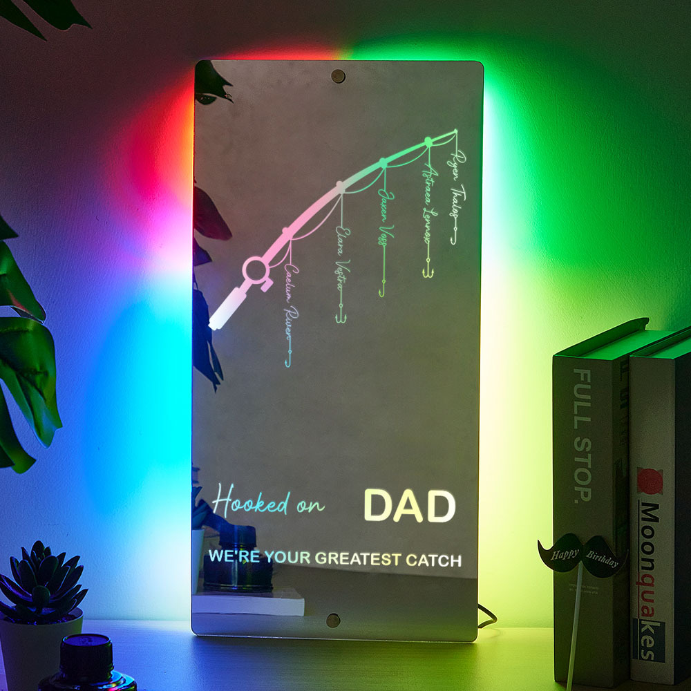 Father’s Day Sale Personalized Hooked on Daddy Mirror Light