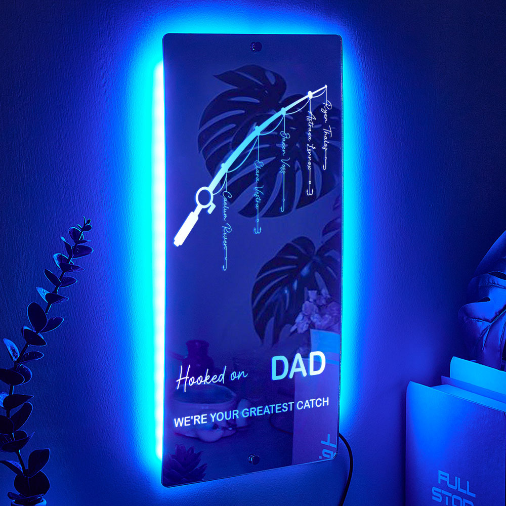 Father’s Day Sale Personalized Hooked on Daddy Mirror Light