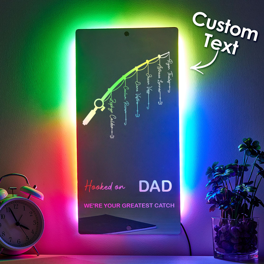Father’s Day Sale Personalized Hooked on Daddy Mirror Light