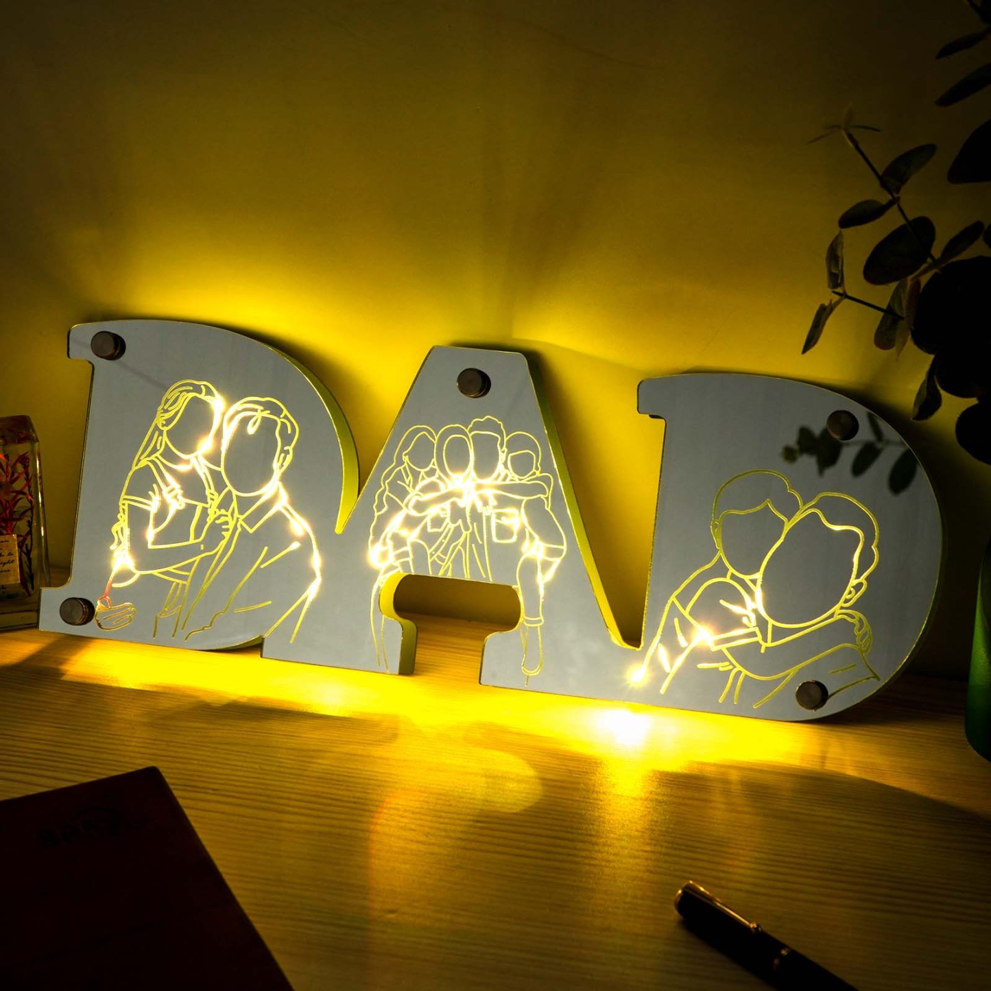 Father’s Day Gift Personalized Picture Engraving Studio Mirror Lamp