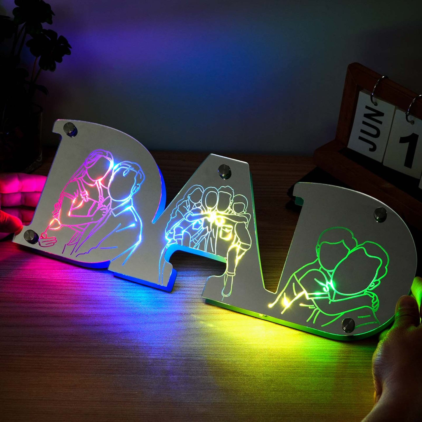 Father’s Day Gift Personalized Picture Engraving Studio Mirror Lamp