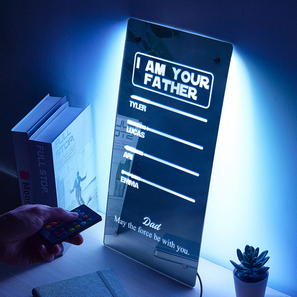 Father's Day I Am Their Father Lightsaber Mirror Lamp Gift for Dad