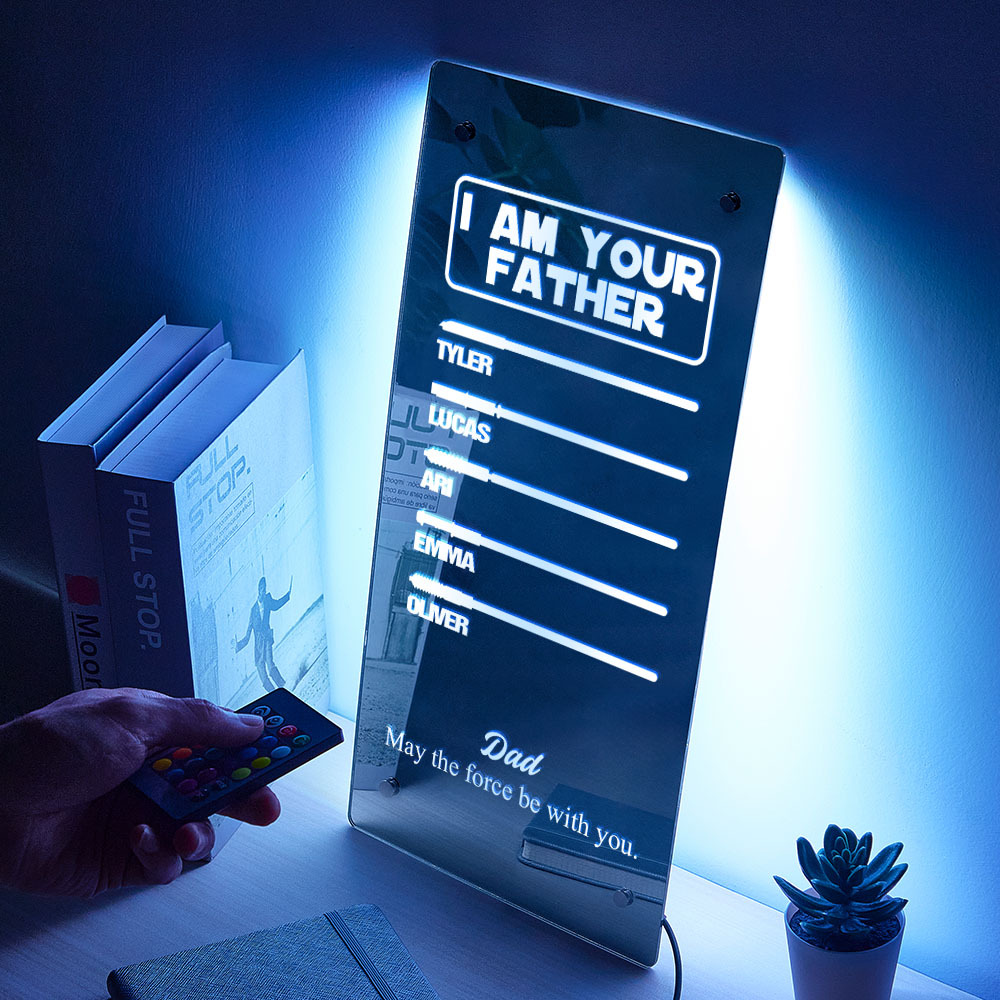 Father's Day I Am Their Father Lightsaber Mirror Lamp Gift for Dad