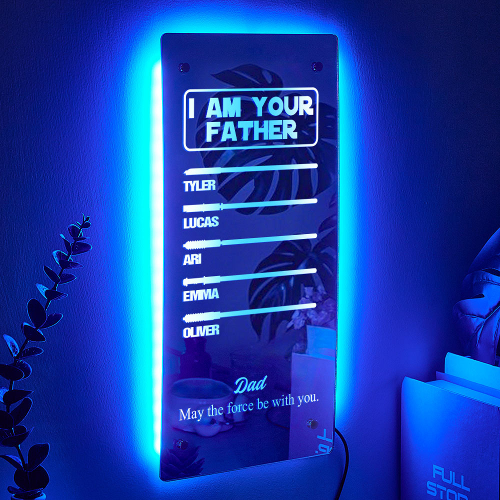 Father's Day I Am Their Father Lightsaber Mirror Lamp Gift for Dad