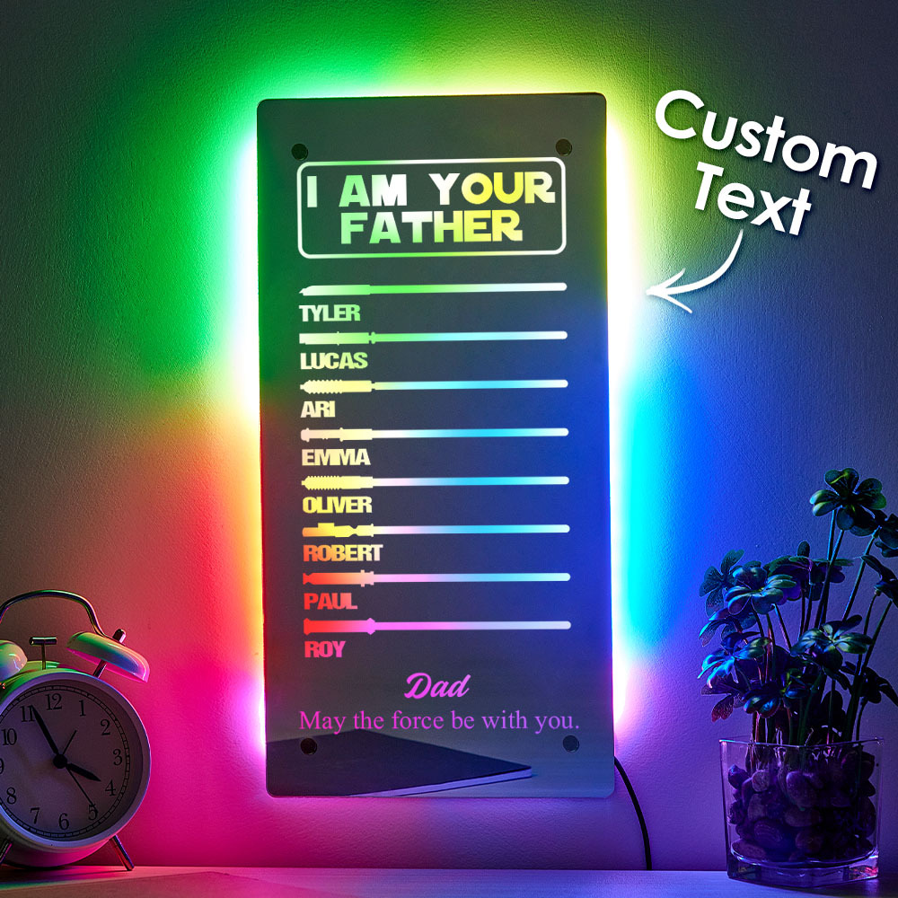 Father's Day I Am Their Father Lightsaber Mirror Lamp Gift for Dad
