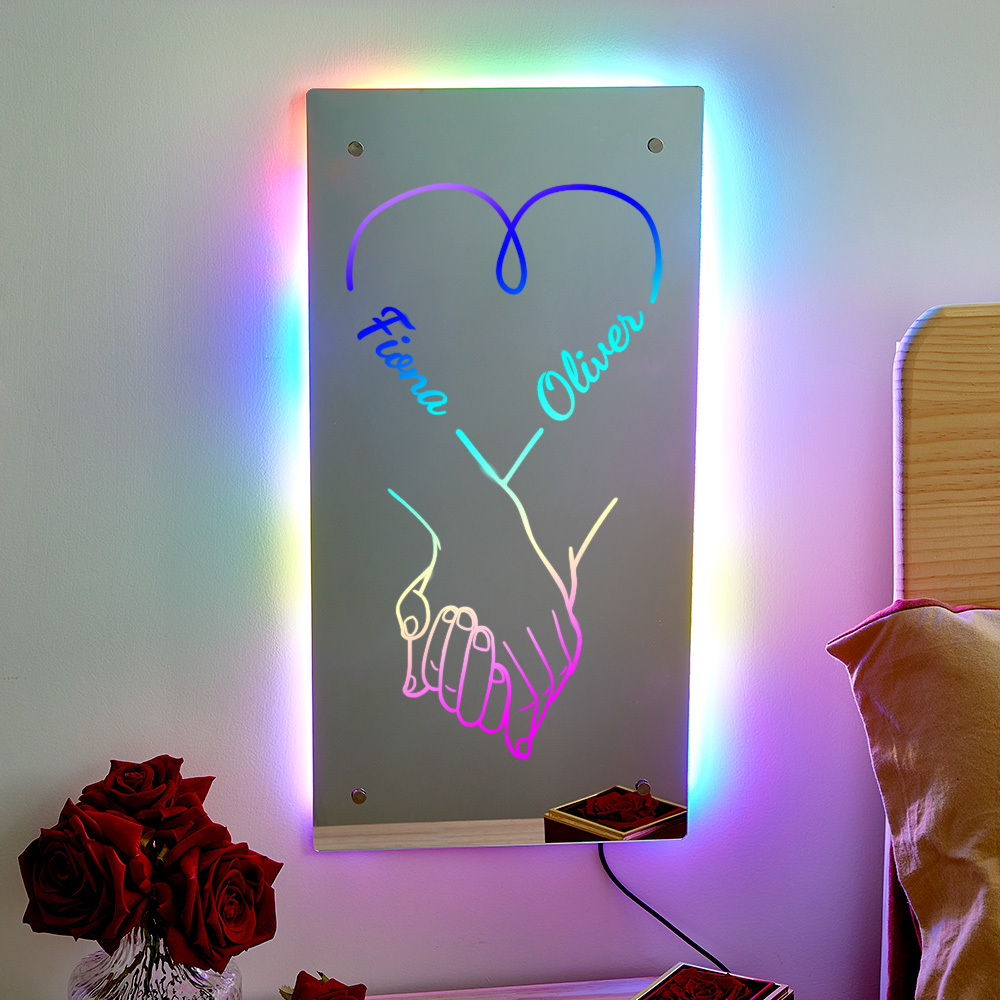 Personalized Names Mirror Light Custom Mirror Light Colorful Bedroom Lamp Gift 