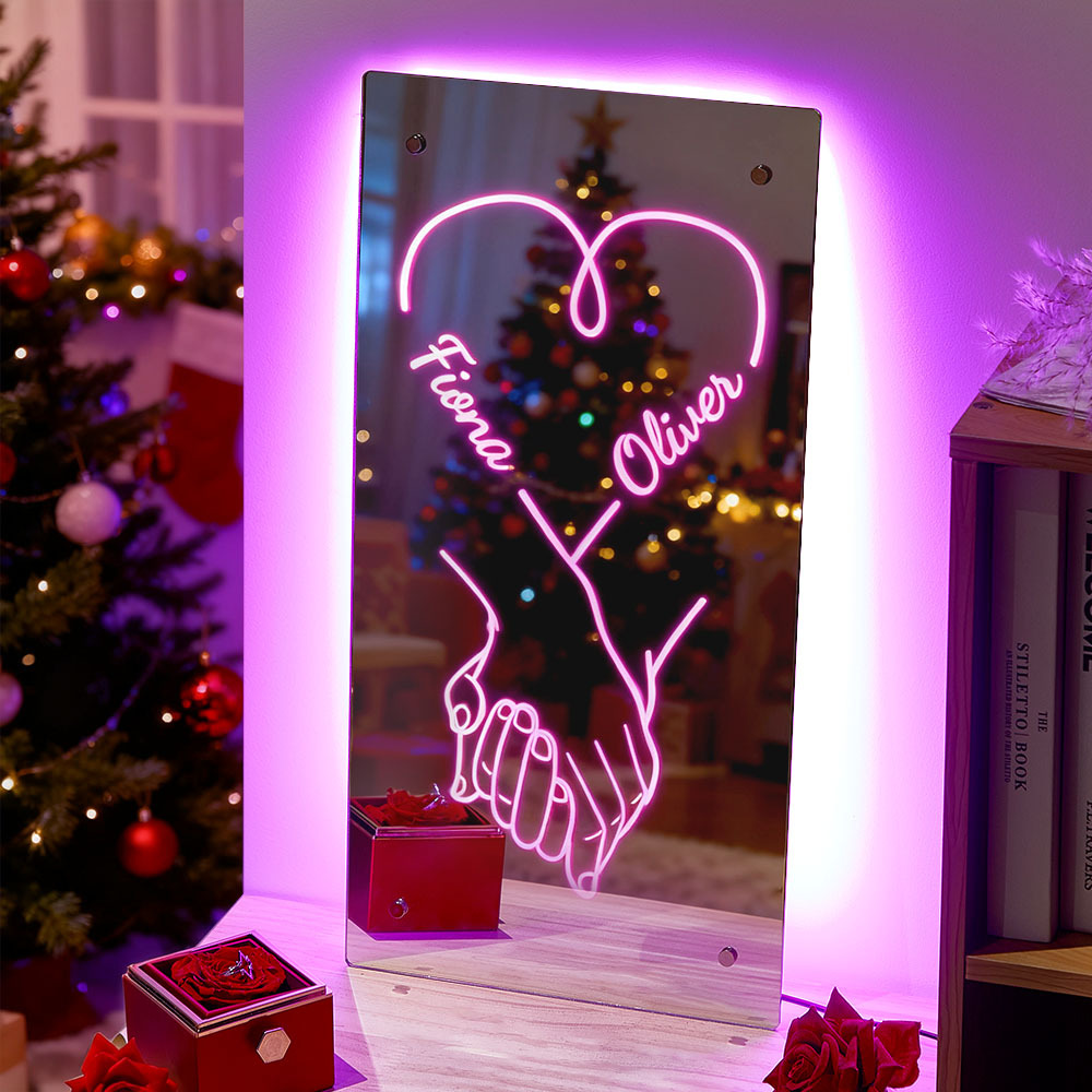Personalized Names Mirror Light Custom Mirror Light Colorful Bedroom L