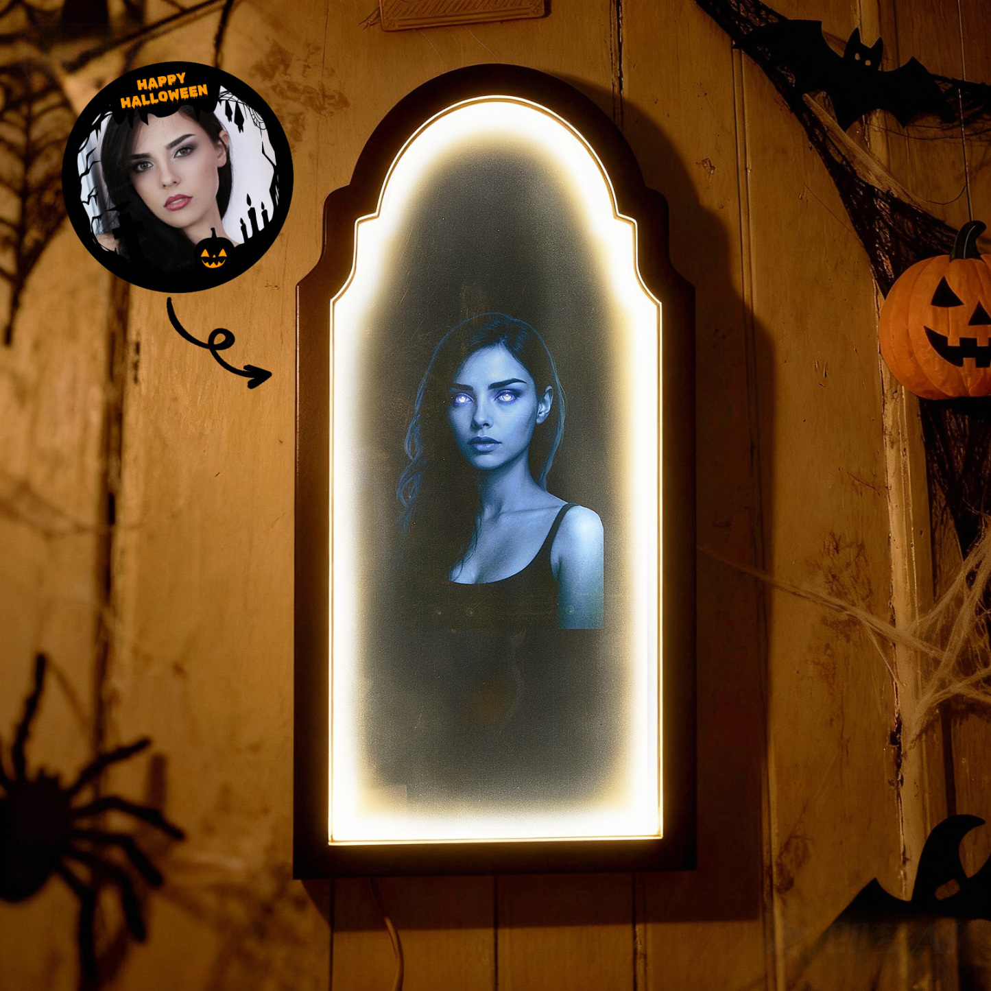 Custom Halloween Haunted Mirror Personalized Face Magic Mirror Gifts For Halloween