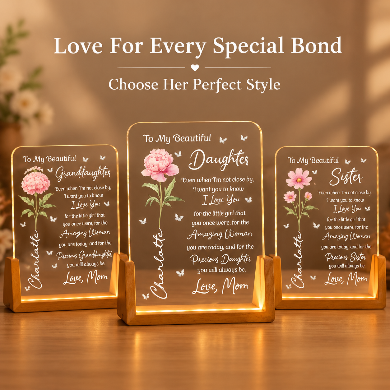 To My Daughter From Mom, Dad - Sentimental Gift, Keepsake Gift - Personalized Night Light - PhotoMoonLamp