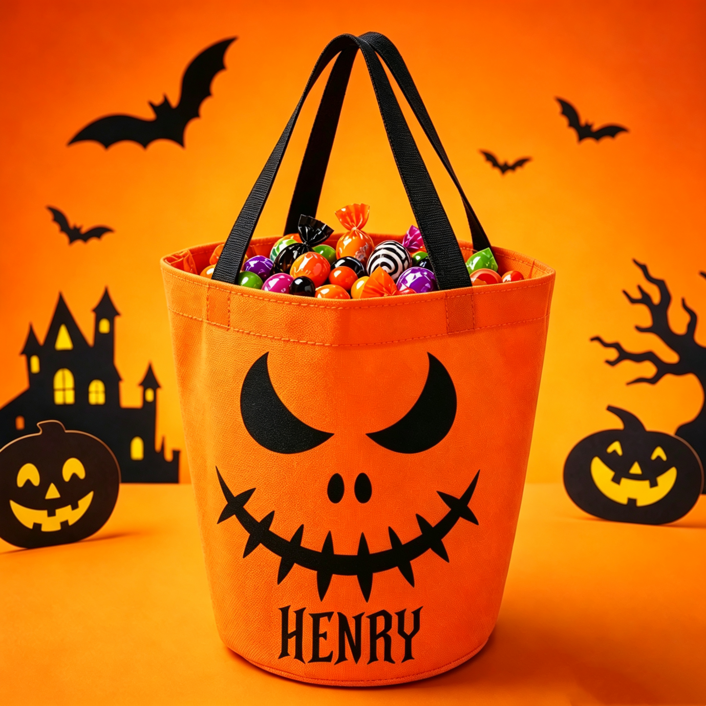 Custom LED Light Bucket Bag - Personalized Halloween Birthday Gifts For Kids - Little Boo Energy Glow Treat Bag for Kids & Trick-or-Treating