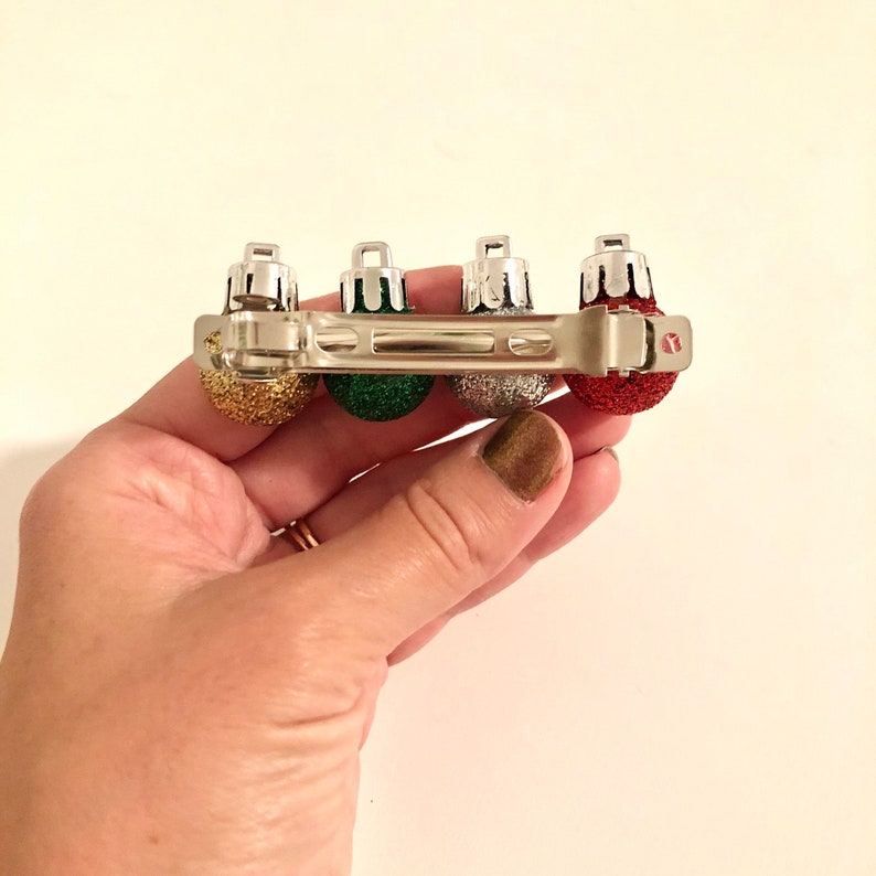 Christmas ornament hair clip barrette, holiday or ugly sweater party accessory