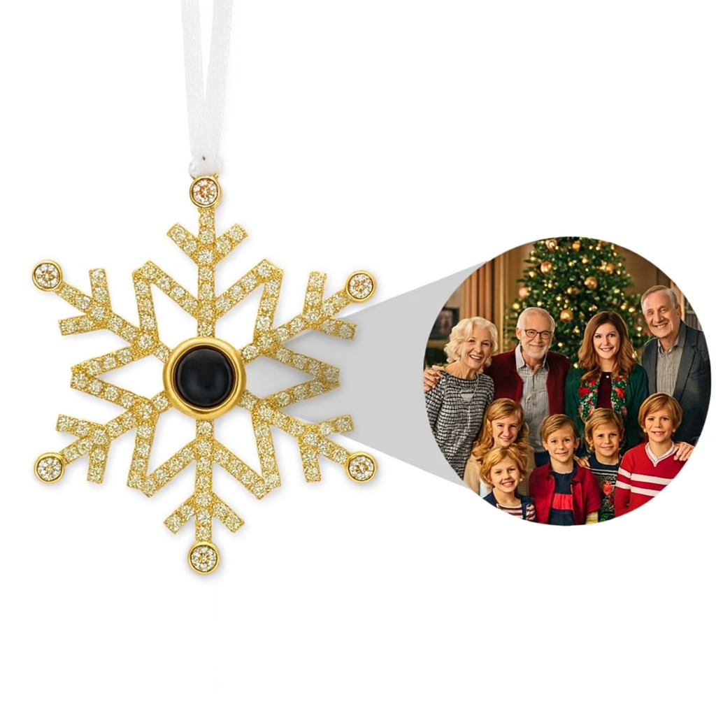Personalized Pink Snowflake Photo Ornament Custom Projection Ornaments Christmas Gifts - PhotoMoonLamp