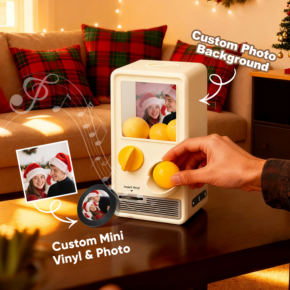 Personalized Music and Photo Music Gachapon Machine Custom Song Mini Record Box Retro Christmas Gifts for Her