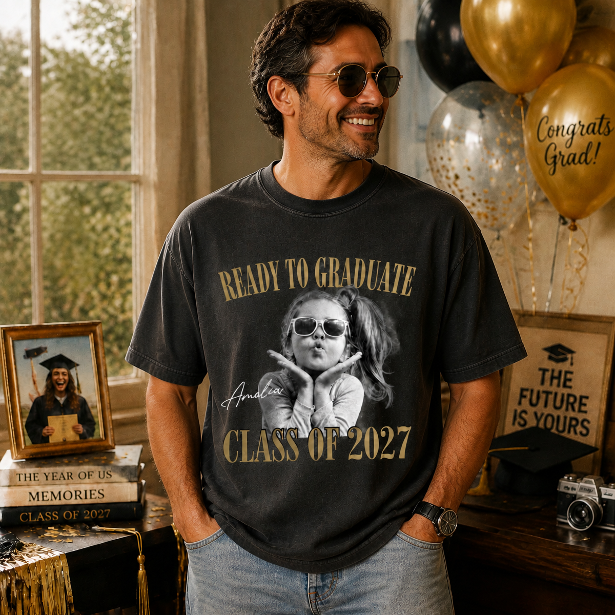 Custom Photo Ready To Graduate Class Of 2027 Comfort Shirt