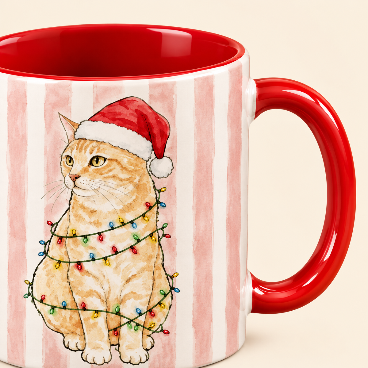 Personalized Pet Christmas Mug Custom Watercolor Portrait Gift for Dog & Cat Lovers, Holiday Present - PhotoMoonLamp