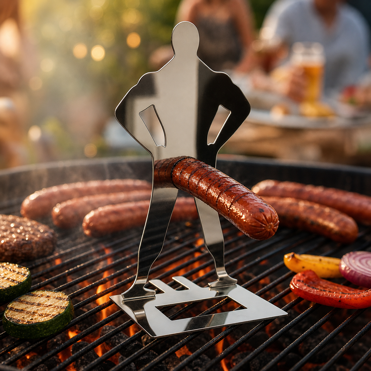 Stainless Steel BBQ Sausage Holder - Funny Grilling Gadget Gift - PhotoMoonLamp