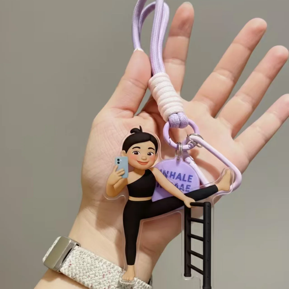 Custom AI Portrait Acrylic Keychain - Personalized Photo & Text 3D Effect 2D Printed Accessory