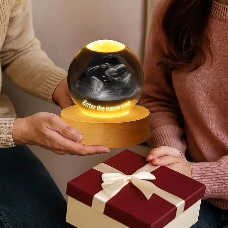 Customized B-Ultrasound Photo 3D Crystal Ball Hold Baby's First Ultrasound Memories