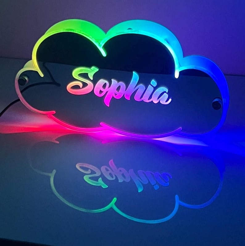 Creative Personalized LED Light Bedroom Wall Art Design Home Decor, Hanging Mirror Room Decoration With Your Name, Custom Light Up Name Sign
