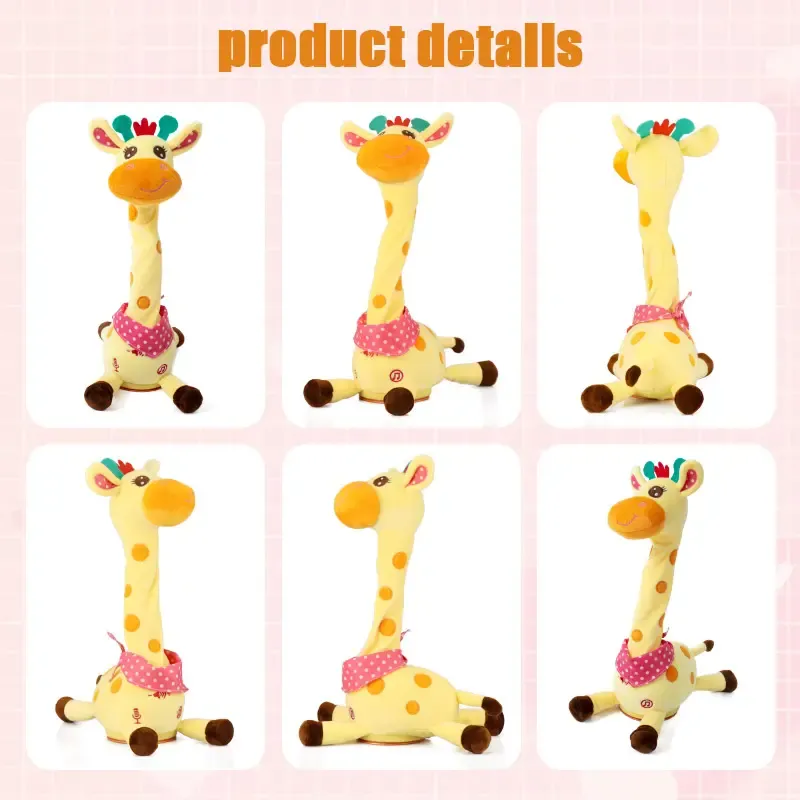 Dancing Talking Giraffe Toys - Electronic Rattle Toys for Kids - Repeat and Mimicking Musical Playtime Entertainment Plush