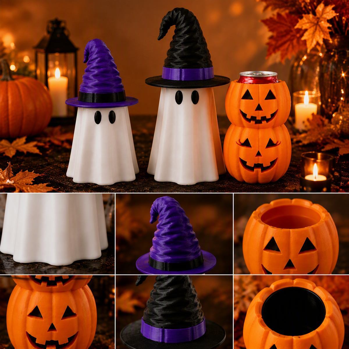 Halloween Ghost Can Holder – Spooky Ghost Drink Holder for 12oz Cans, PLA Halloween Cup Holder, Party Bar Decor - PhotoMoonLamp