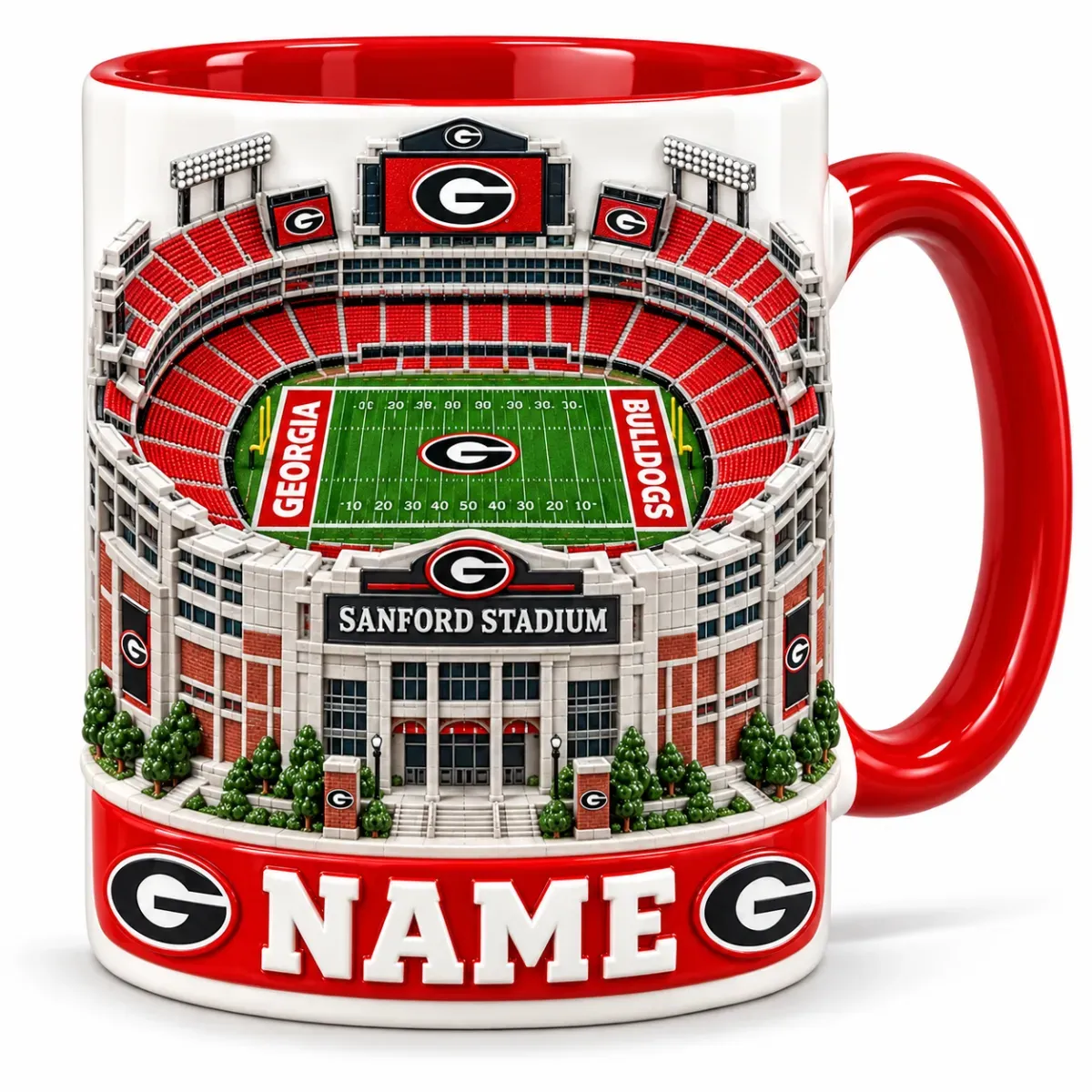 Personalized Stadium Coffee Mug for Football Fans – Gift for College Game Day, Birthday, or Graduation 2D Look 3D Pop