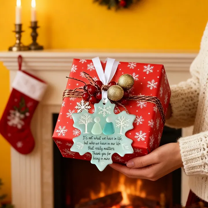 Snowflake-Shaped Sea Glass Friendship Decor Christmas Ornaments