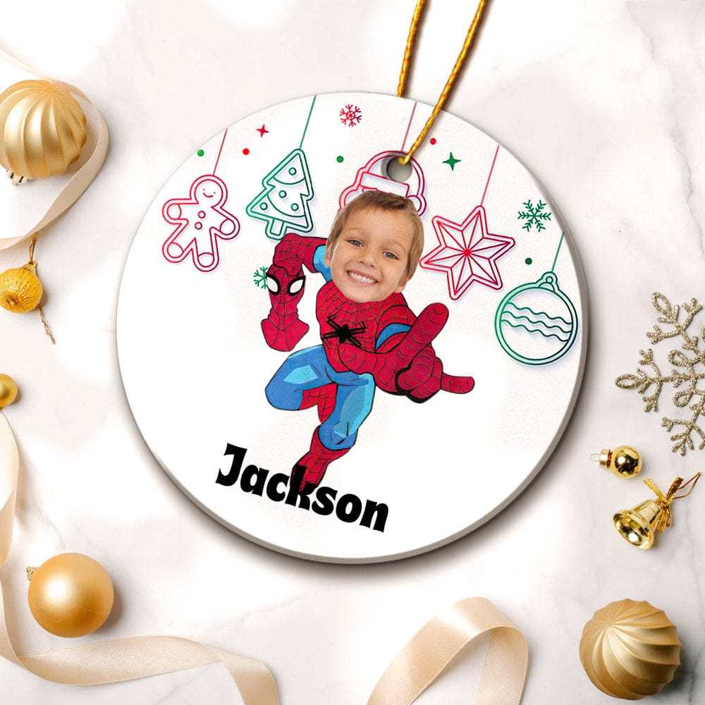 Picture Christmas Ornaments Custom Christmas Ornament Spiderman Style Christmas Gifts for Boys - Giftlab