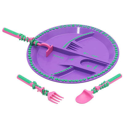 Constructive Eating Plate and Utensils Set Bulldozer Shovel Children's Tableware